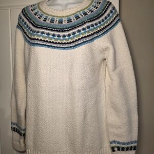 LOFT Women's White Fair Isle Sweater